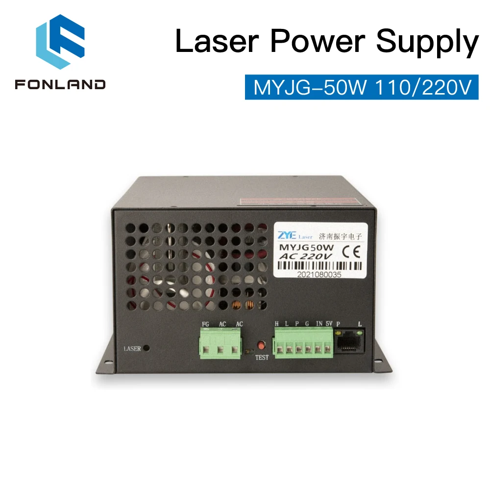 레이저 튜브 조각 절단기용 FONLAND 50W CO2 레이저 전원 공급 장치 MYJG-50W 110V/220V