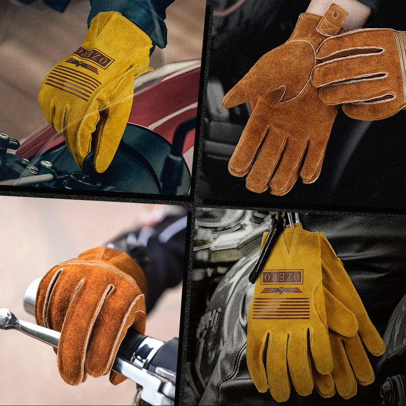 Genuine Cowhide Summer Windproof Sport outdoor Motorcycle Cycling Protective Windproof Insulated Camp guantes Moto Gloves