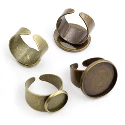 Adjustable Bronze and Silver Plated Brass Ring Setting in 6 Colors - 16mm x 10pcs (Bronze)