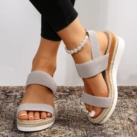 Sandales à talons compensés pour femmes, nouvelle mode d'été, bouche de poisson, ensemble ample, sandales à plateforme de pied, 2024 1