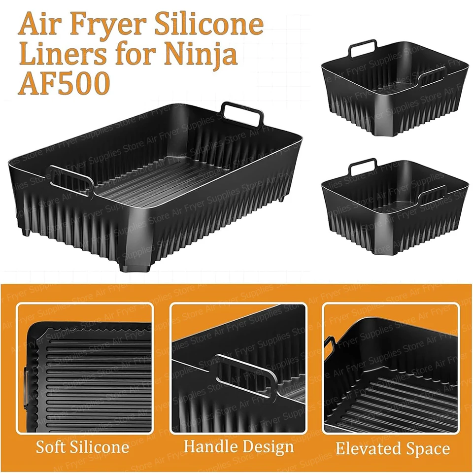 Set De 2 Moules En Silicone Pour Air Fryer 13x20 Cm - Réutilisables, Antiadhésifs Et Compatibles Four/micro-ondes