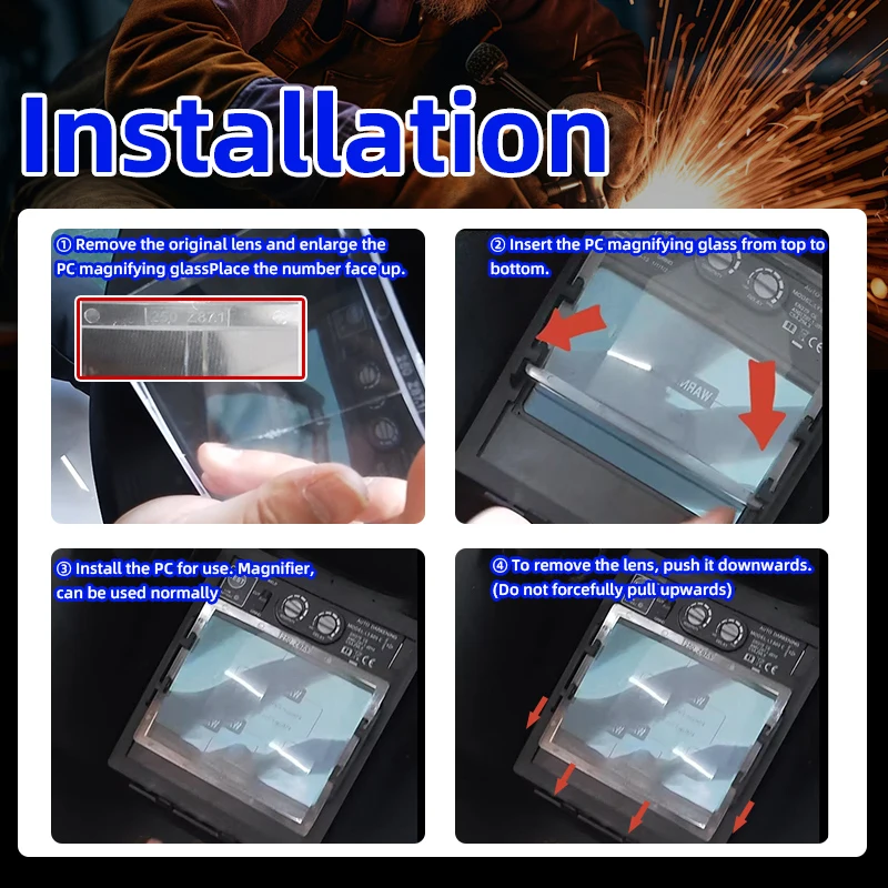 Welding Helmet Lens Welding Helmet Welding Glasses Welding tools PC lens Transparent PC material 075/1.0/1.5/2.0/2.5/3.0 Diopter Welding Helmet Mask Glass Magnifier Lens Eye-Prot