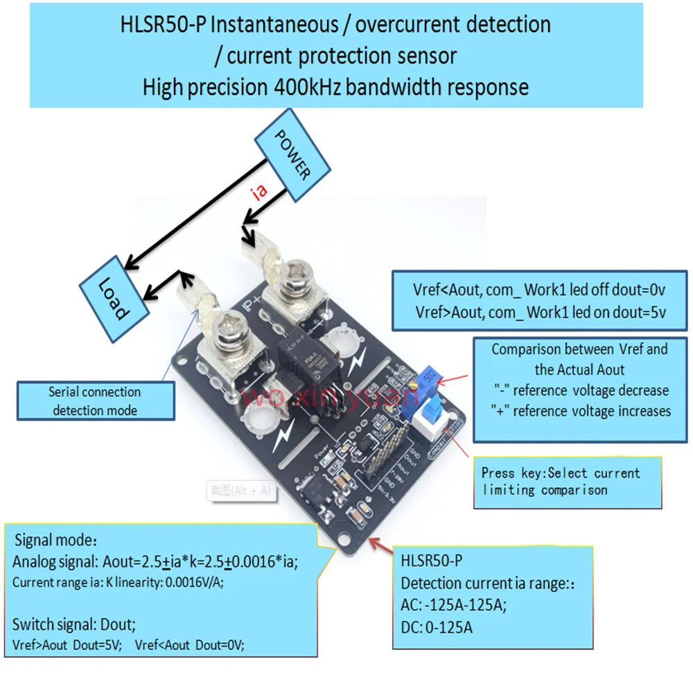 1 Pz/Lotto Hlsr50-P Hlsr 50-P Lem Modulo Sensore Di Protezione Della Corrente Di Sovracorrente Larghezza Di Banda 400Khz-125A-125A 16Ma/V P24-3