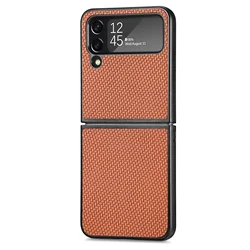 Elegant Carbon Fiber Protective Slim Case - Ultra Fashionable and Durable Cover for Samsung Z Flip 1 (Brown)