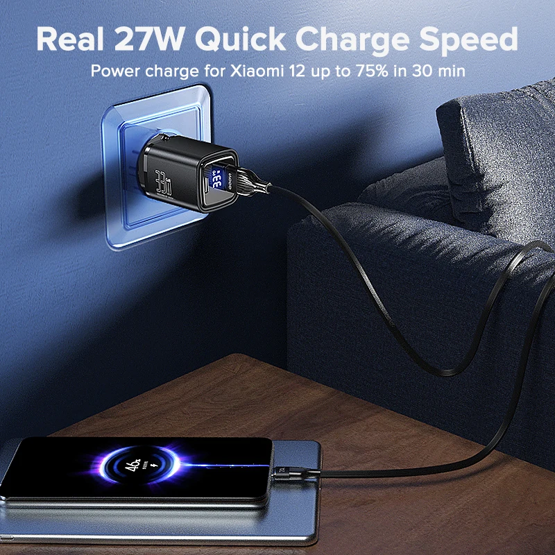 QOOVI GaN 33W USB-C Wandladegerät Schnellladung QC3.0 PD-Adapter für iPhone Samsung - Image 4