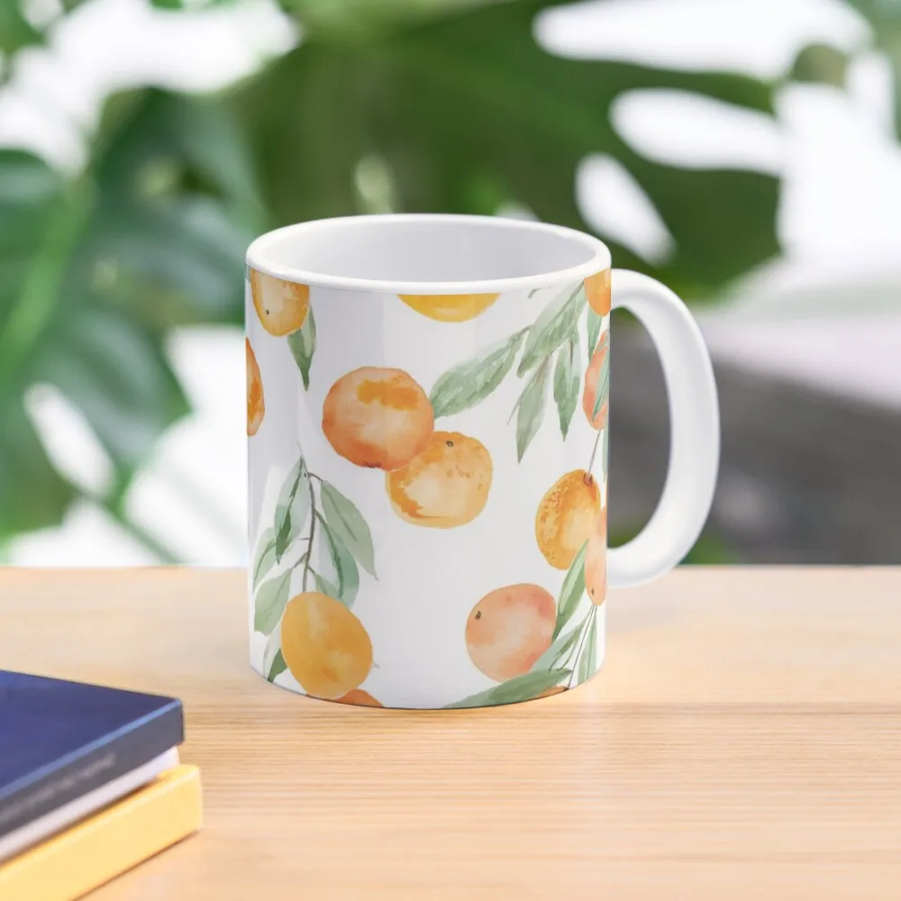 

Oranges with Leaves Watercolor Pattern Coffee Mug Funny Cups Cups Of Cups Free Shipping Ceramic Mug