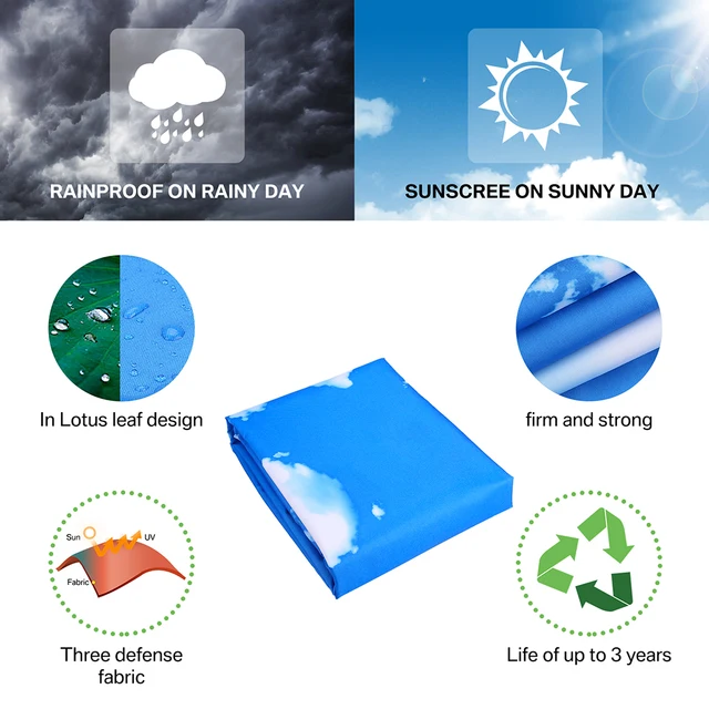 Kék Ég És Fehér Felhők Napsütéses Vitorla Napellenző Négyzet Alakú Téglalap Lombkorona A Kültéri Kerti Udvarhoz Pond Pergola Sunshade Cover Sátor - Image 2