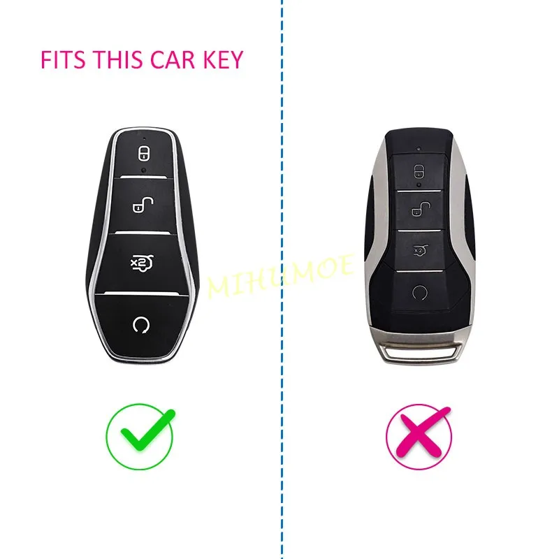 Black/Clear Transparent 4-Button Car Key Fob Protective Case - Set of 2