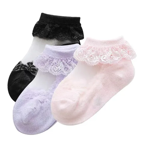 Princess Cotton Socks Lace Socks Soft Ruffled Summer Breathable 1-12Years