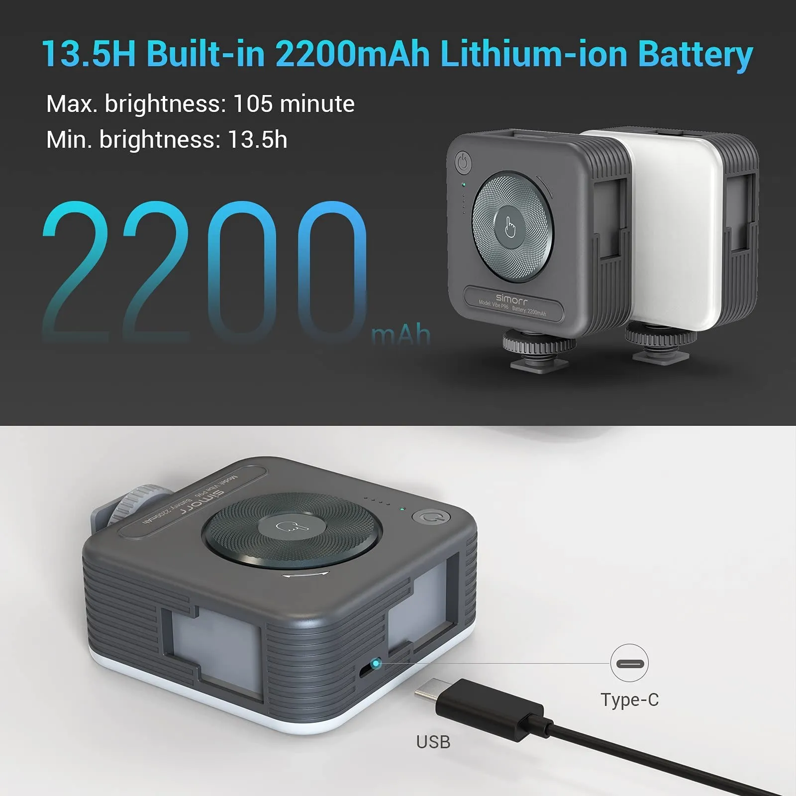 P96 LED Video Light Mini LED Camera Lights 2200mAh 6500k Zoom Photo Video Lighti