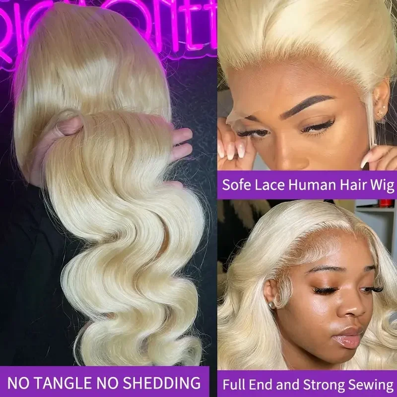 613 Hd Lace Frontal Wig 13x6 Body Wave Human Hair Wigs Brazilian 200 Density Pre Plucked Blonde transparent Lace Front Wig 30 In