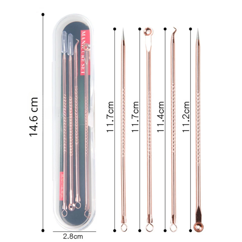 Blackhead Remover 4PCS Stainless Steel Blackhead Remover Extraction Pimple Comedone Acne Extractor Whitehead Blemish Popper Kit