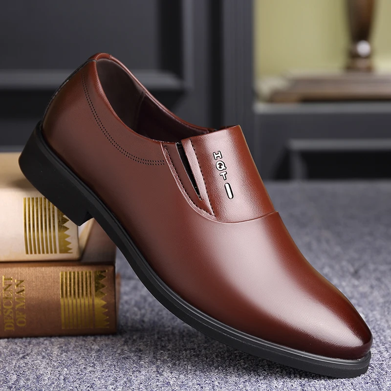 

Qmaigie Dress shoes men 2022 summer Formal Shoes Men Shoe Leather Mens wedding Shoes Brown Black Elevator Oxfords big size 47 48