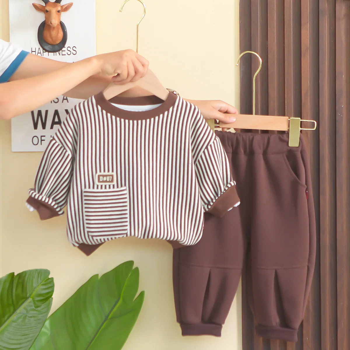 

Toddler Boys Outfit Set Spring Autumn Baby Boy Clothes 9 To 12 Months Striped Long Sleeve T-shirts and Pants Childrens Tracksuit