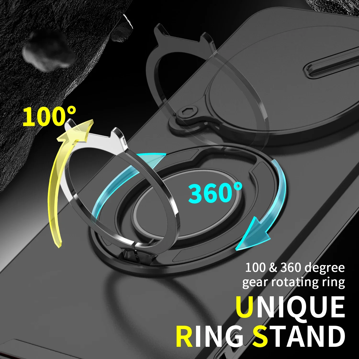 Enhanced Shockproof Armor Case with Slide Camera Lens Protector and 360° Magnetic Ring Stand