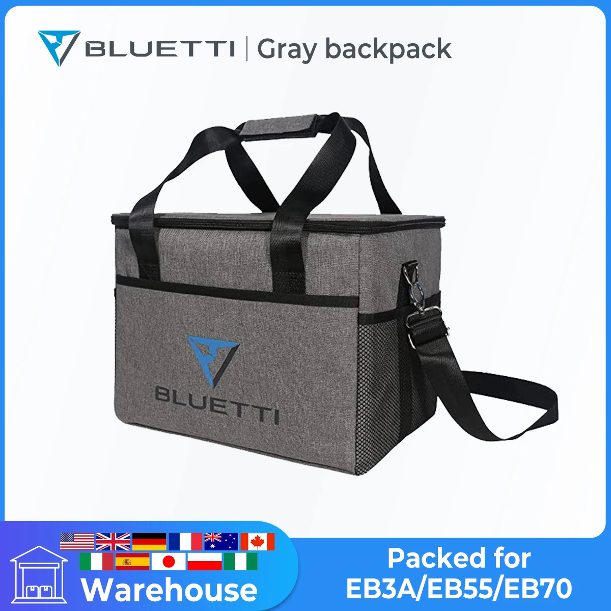 Borsa Per Il Trasporto Bluetti Per Bluetoti Eb70 Eb55 Eb3A Facile Da Trasportare Per Eb3A Eb55 Eb70 Ac2A Ac70 Un Organizzatore Per Zaino Extra Grigio