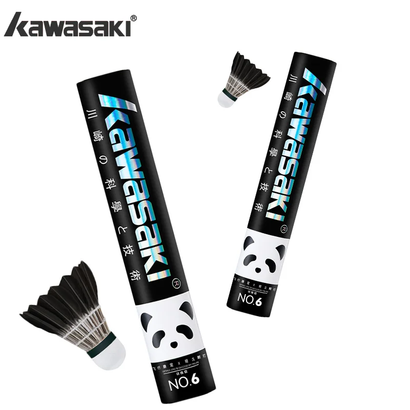 Badminton Shuttlecock Badminton Ball Feather Shuttlecock Kawasaki Badminton Durable Black Goose Feather Shuttlecock 77' Speed Indoor/Outdoor Daily Training