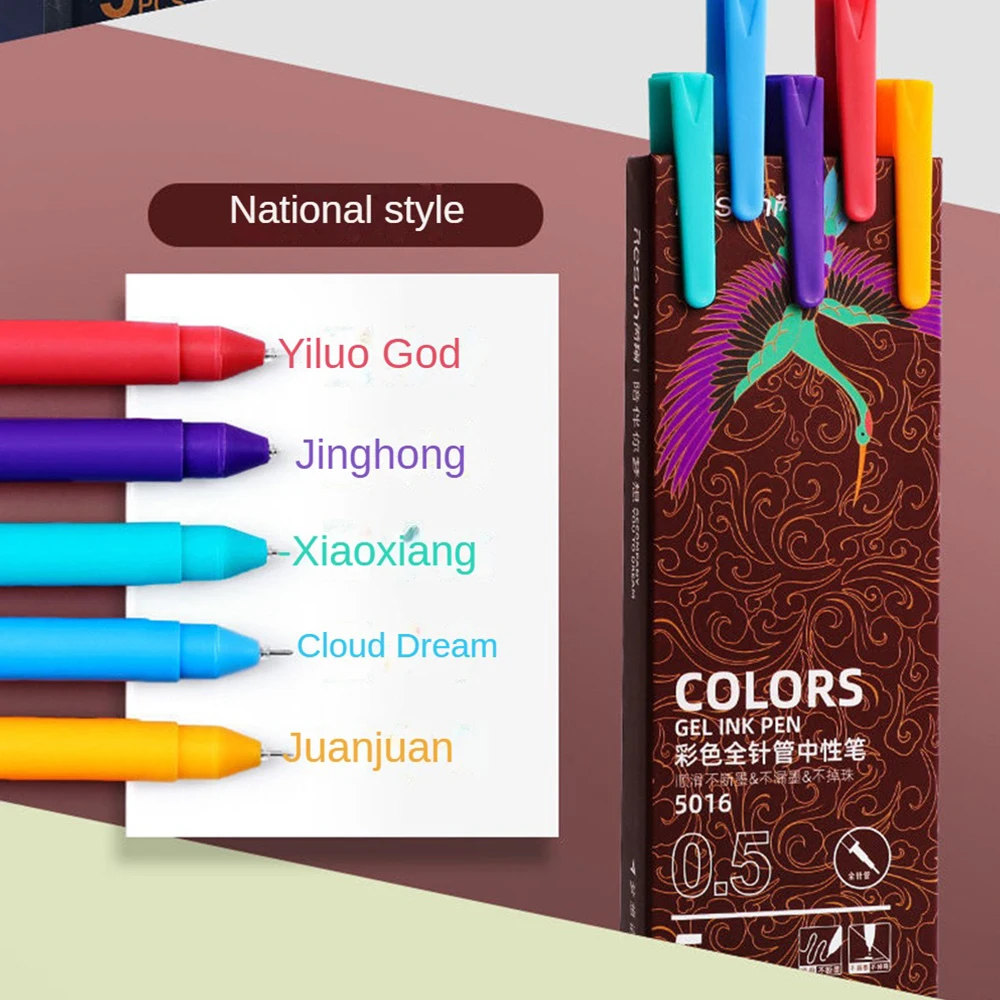 레트로 컬러 젤 펜 세트, 카와이 파인 포인트 볼펜, 학교 사무용품 문구, 0.5mm