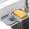 Silicone Kitchen Sink Tray Soap Dish Holder with Drain Tip Countertop Sink Scrubber Drain Pad for Sponge Kitchen Bathroom Tools 1