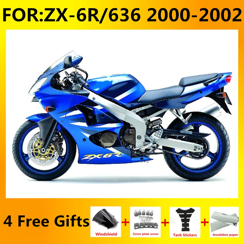 

Motorcycle Injection mold Fairings Kit fit for Ninja ZX-6R ZX6R zx 6r 636 2000 2001 2002 bodywork full fairing set blue black
