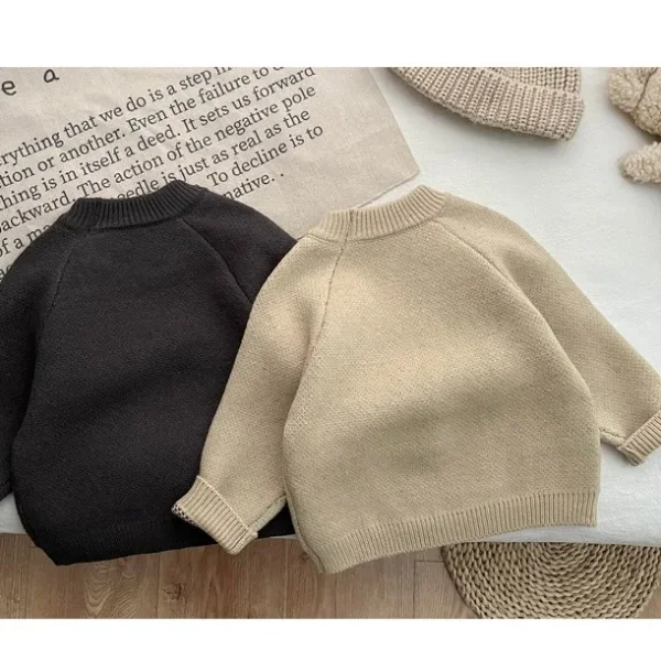 Autumn Winter Kids Cartoon Lion Knitted Sweater Baby Girl Thicken Casual Warm Pullover Knitwear Boys Children Retro Tops Clothes baby girls sweater