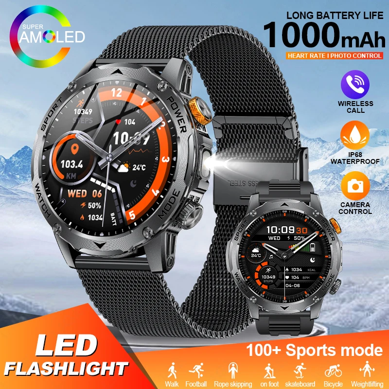 LIGE 1000mah Long Standby Smart Watch Man with AMOLED Screen Led