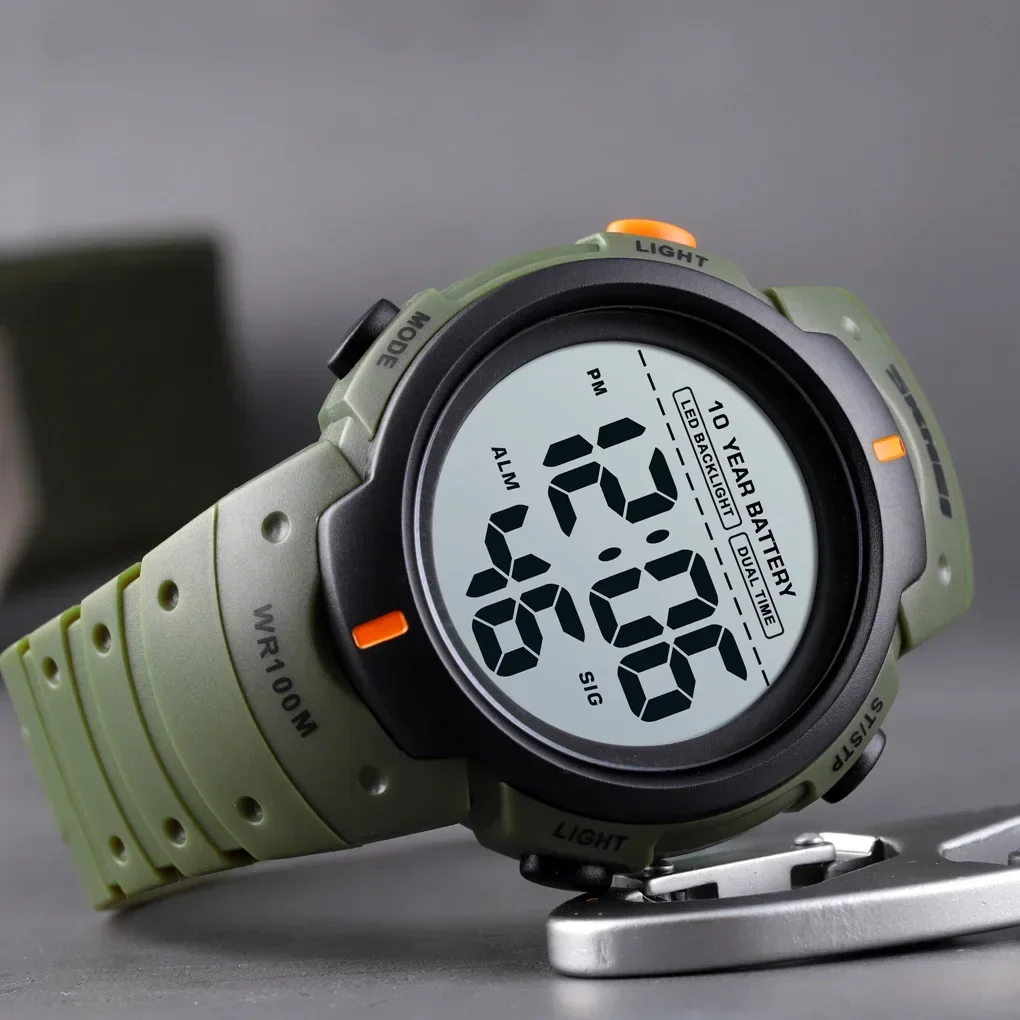 SKMEI 1560 Mens Digital 100M Waterproof Wrist Watch  Men 2 Time 10 Year Battery Alarm Clock reloj hombre Sport Fitness Watches 2