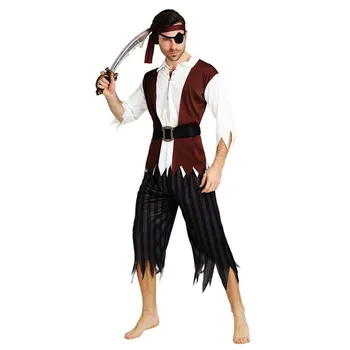 Costume da pirata Cosplay Uomini adulti Festa di carnevale Purim Halloween Natale Spettacolo teatrale Gioco di ruolo Compleanno