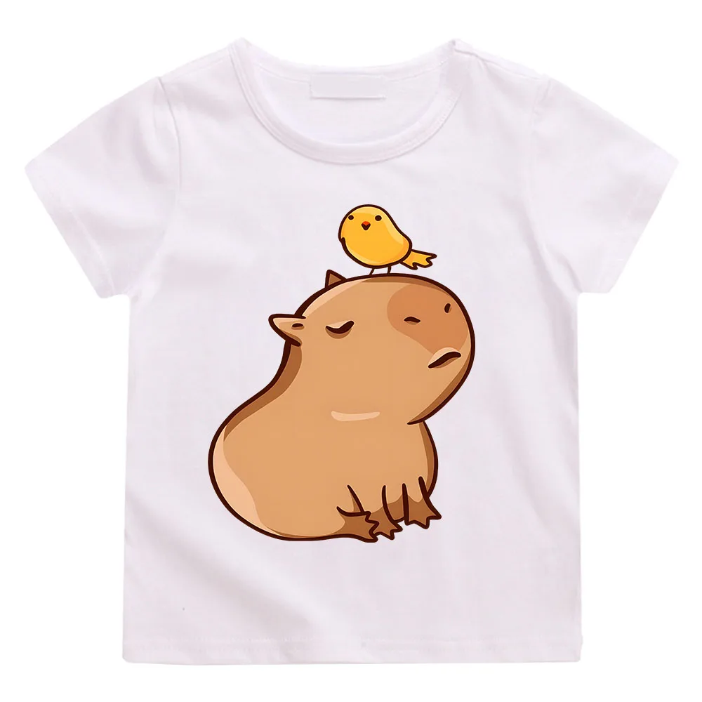 

Capybara T Shirts Summer Children Crop Top Streetwear Hop Funny Tshirt Girls/Boys Harajuku for Clothing Short Sleeves T-shirts