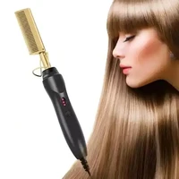 Popular Salon Professional Copper Comb Portable and Fast Heating Ceramic Coating Straight Hair Copper Comb 2