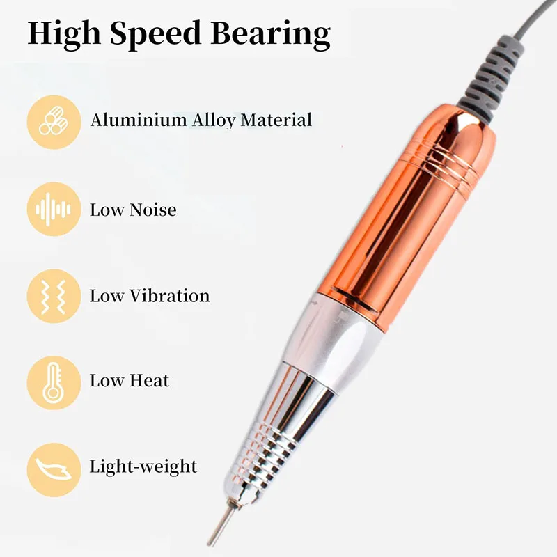 Nail Drill Rechargeable For Manicure drill para unas 35000 RPM Heart Portable Desktop Coldless Adjust Speed Low Noise Nail Drill 5