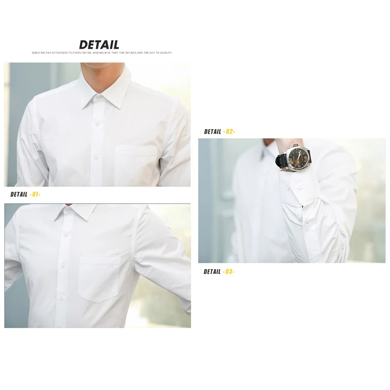 BROWON Brand Staff Uniforms Men Spring Autumn Solid Regular Fit Long Sleeve Dress Shirts dress shirts men casual shirts