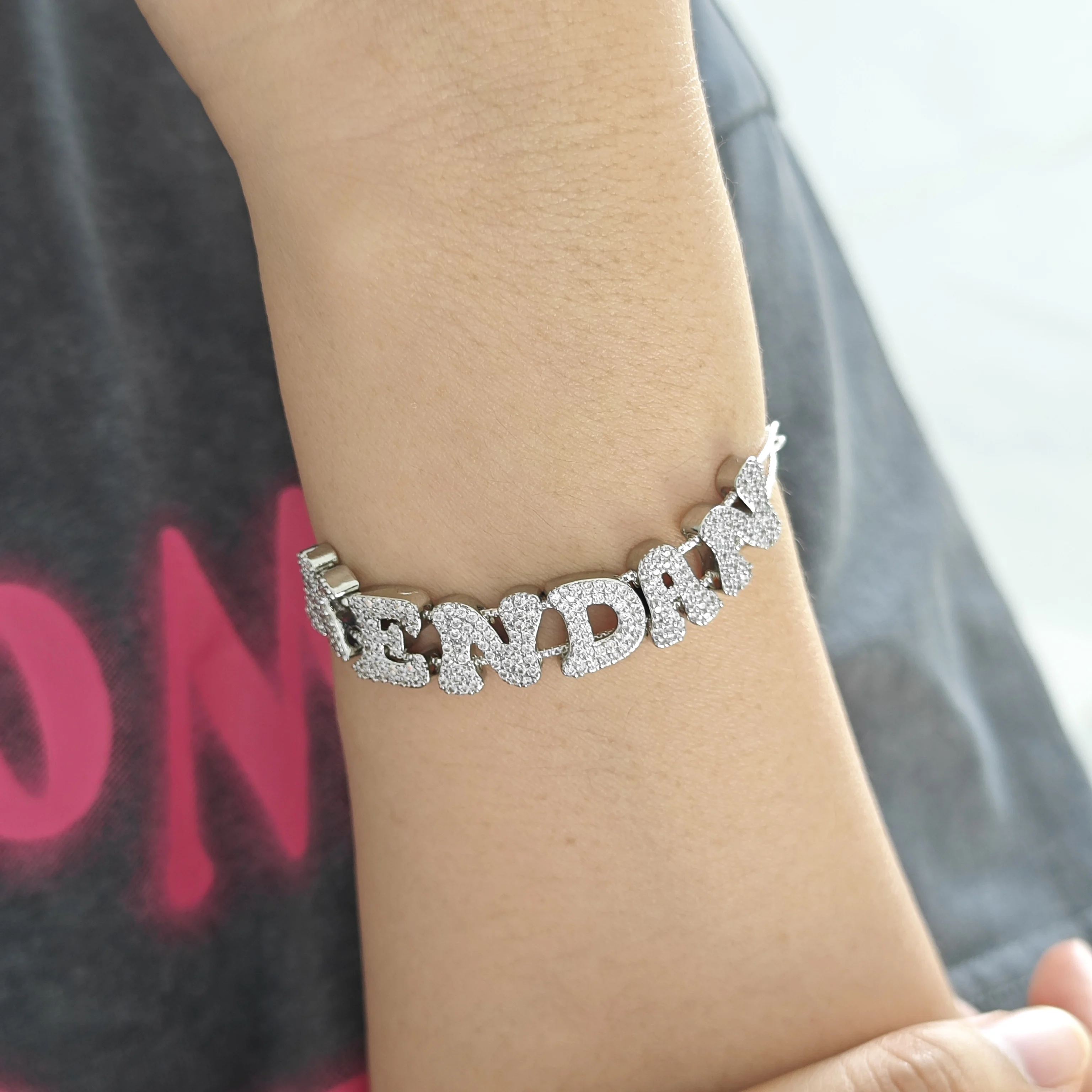 DOREMI Custom Alphabet Pendant Letter Slide Bracelet Doubel Chain Mesh Dainty Sliding Slider Letter Personalize Name Bracelets