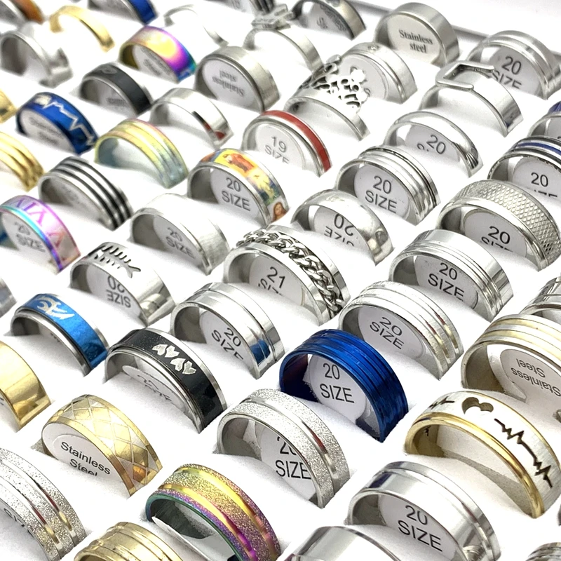 Wholesale Bulk 500pcs Women Stainless Steel Ring Men Jewelry Mix Styles
