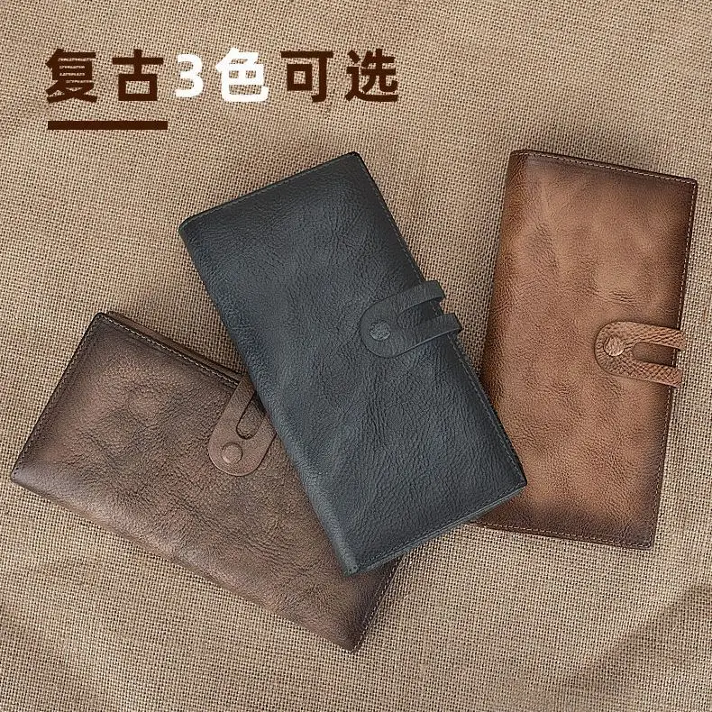 

Men's retro handmade wallet leather handbag money men's leather wallet men's long zipper bag in Europe and America.