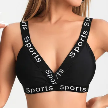 2Pcs Sports Bra Yoga High Elastic Big V Undershirt Underwear Women Without Steel Ring Push UP Brassiere Fitness Sports Tops Ling 1