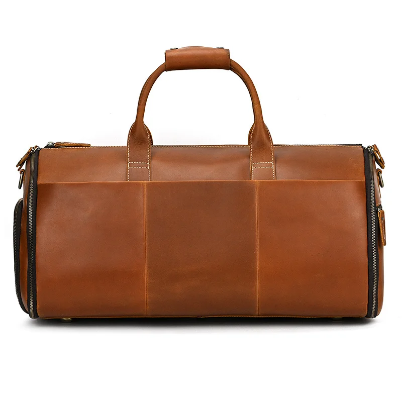 Leather Travel Bag With Shoe Compartment