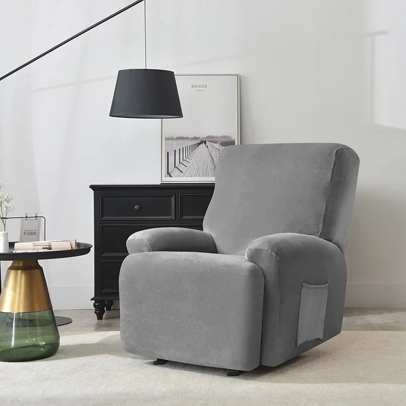 1/2/3 Seater Velvet Stretch Recliner Sofa Cover  Relax Armchair Slipcover Elastic All-inclusive Reclining Sofa Protector 5