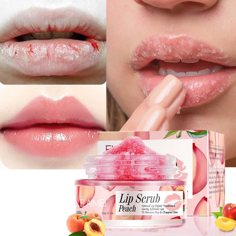 Lip Scrub Balms Peach Lip Sleep Mask Night Sleeping Lip Exfoliation Moisturizing Refreshing Non-sticky Anti-Cracked Scrub Care