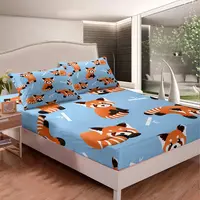 Red Panda Fitted Sheet Cute Animal Pattern Bed Sheet Set Kawaii Anime Bedding Kids Toddler Includes 1 Sheets & 2 Pillowcases 1