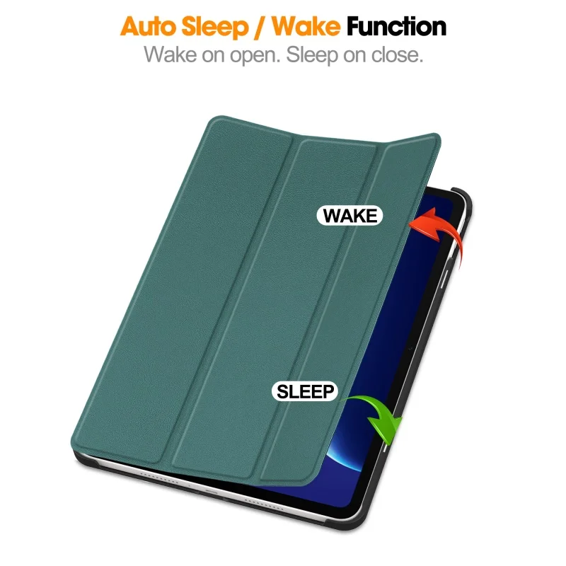 12.1 Inch Tri-Folding PU Leather Stand Cover - Premium Hard Plastic Case