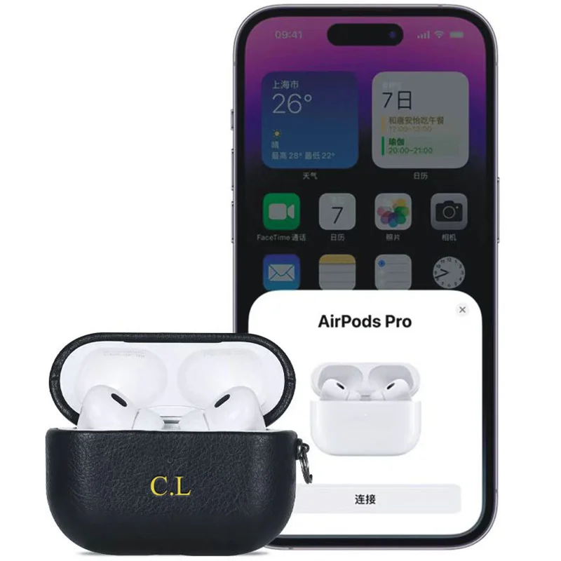 2022 Airpods Pro 2 이어폰 케이스 Airpods Pro 3 2 1 고급 광택 가죽 맞춤형 초기 문자 커버 사용자 정의
