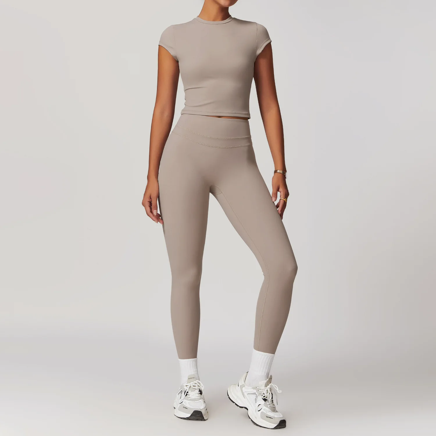 Yoga Set Women Sportswear Workout Clothes Athletic Wear Gym Legging Fitness Bra Crop Top Short Sleeves Sports Suit 2PCS sports bra set gym workout set yoga pants set yoga set fitness set sportswear set sports set