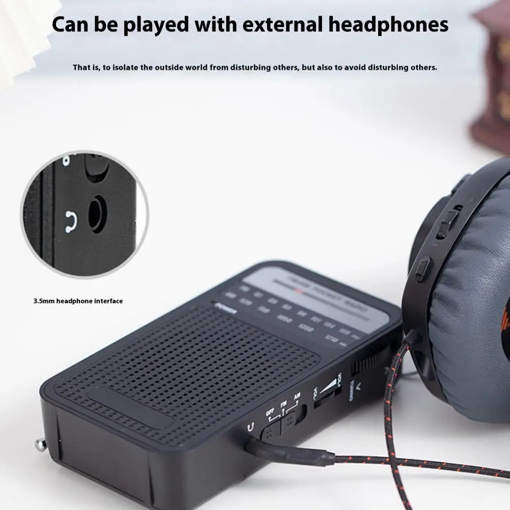 Radio portátil AM/FM con altavoz, sonido estéreo claro, Radio