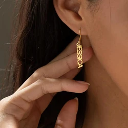 Personalized Customization Various National Fonts Name Earrings Stainless Steel Women's Fashion Earrings Jewelry Gift for Lovers
