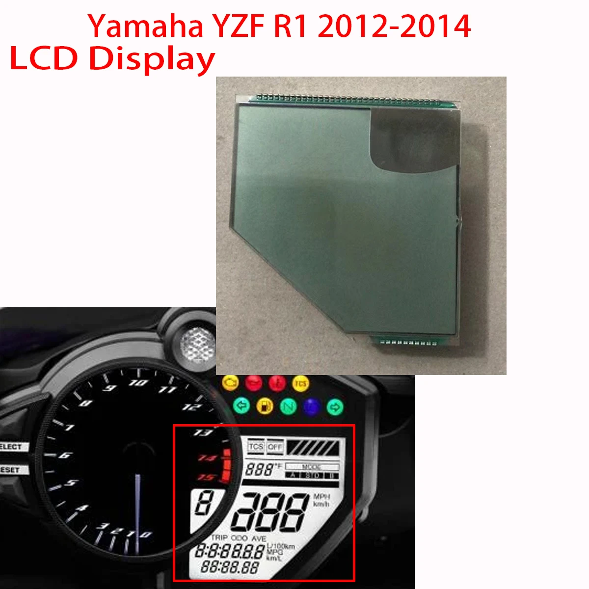 Display Lcd para Yamaha Yzf r1 20122014 Velocímetro Instrumento Reparação de Tela Lcd Novo