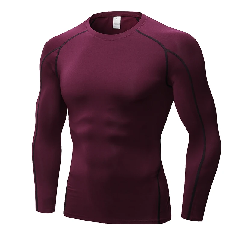 Men's Compression Shirt Long Sleeve Sports Workout T-Shirts Sport Quick Dry Fitness Running Tops Gym Sports Tights 4