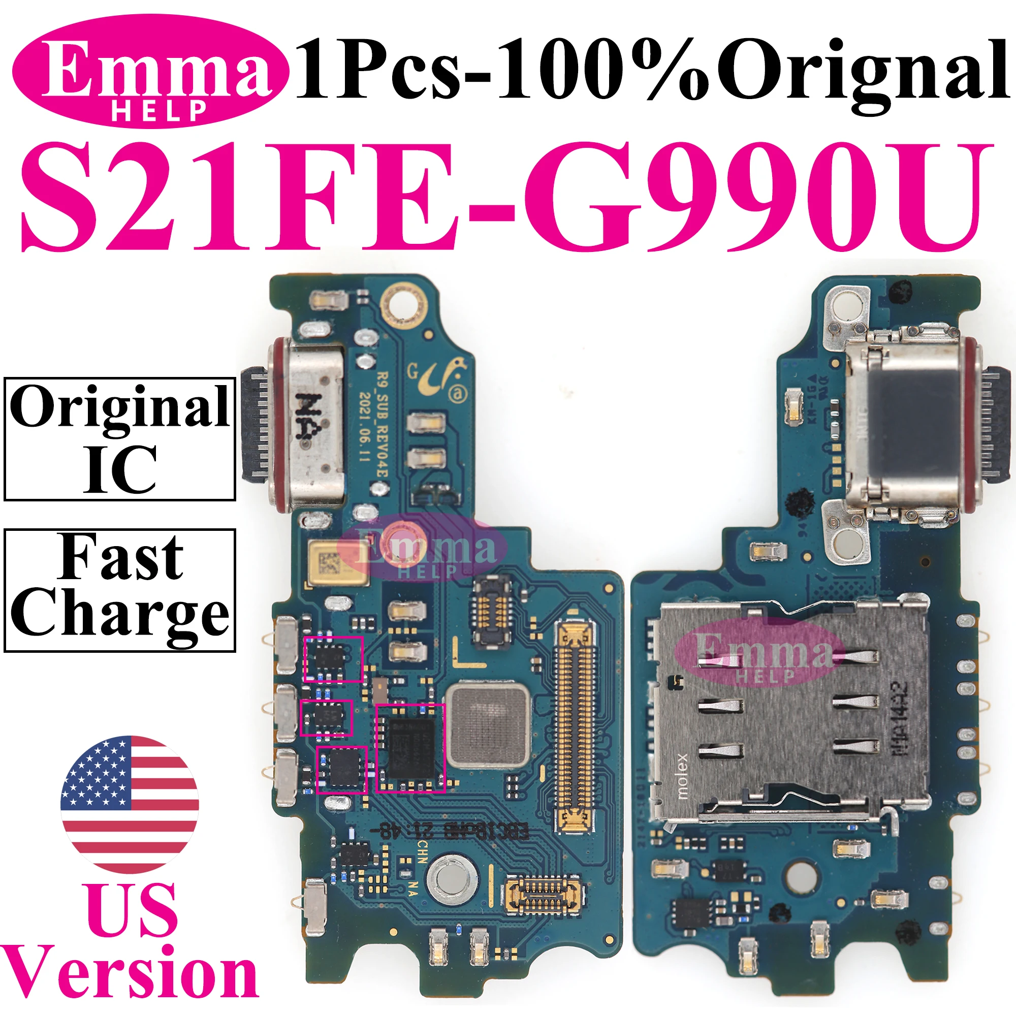 لوحة منفذ شحن USB ، موصل قفص الاتهام ، كابل مرن لهاتف smansun S23 ، S22 Plus ، S21 ، S24 Ultra ، G991U ، S906U ، S918U ، S906U ، إصدار G991 US
