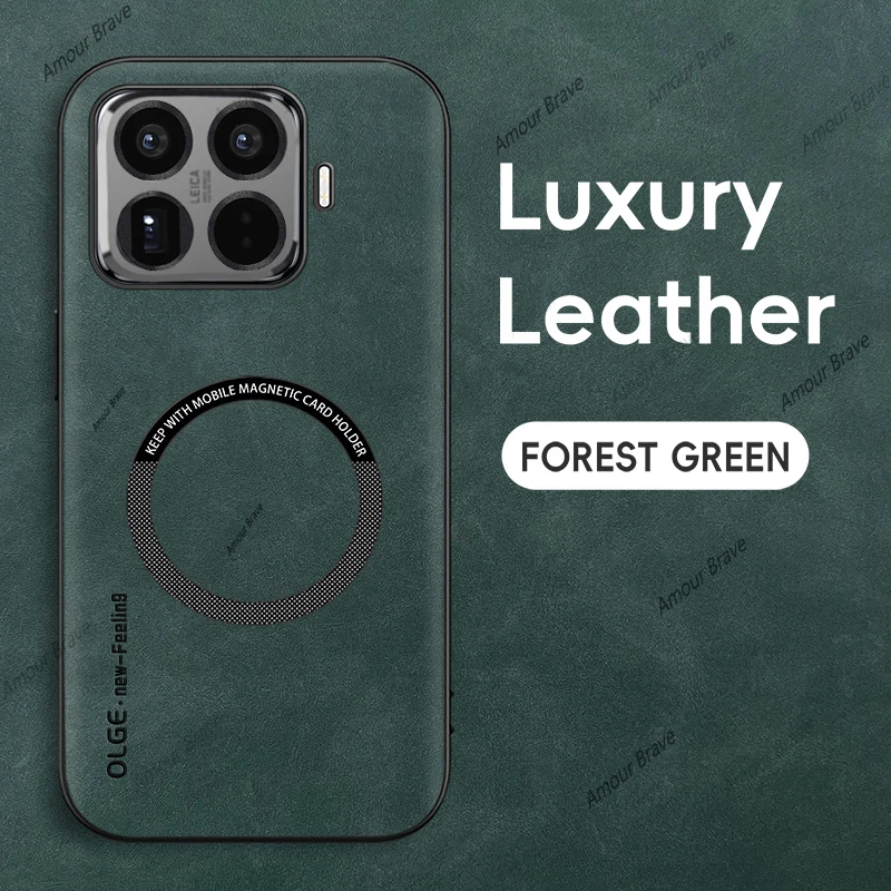 Luxury Leather Magnetic Shockproof Phone Case with Car Holder