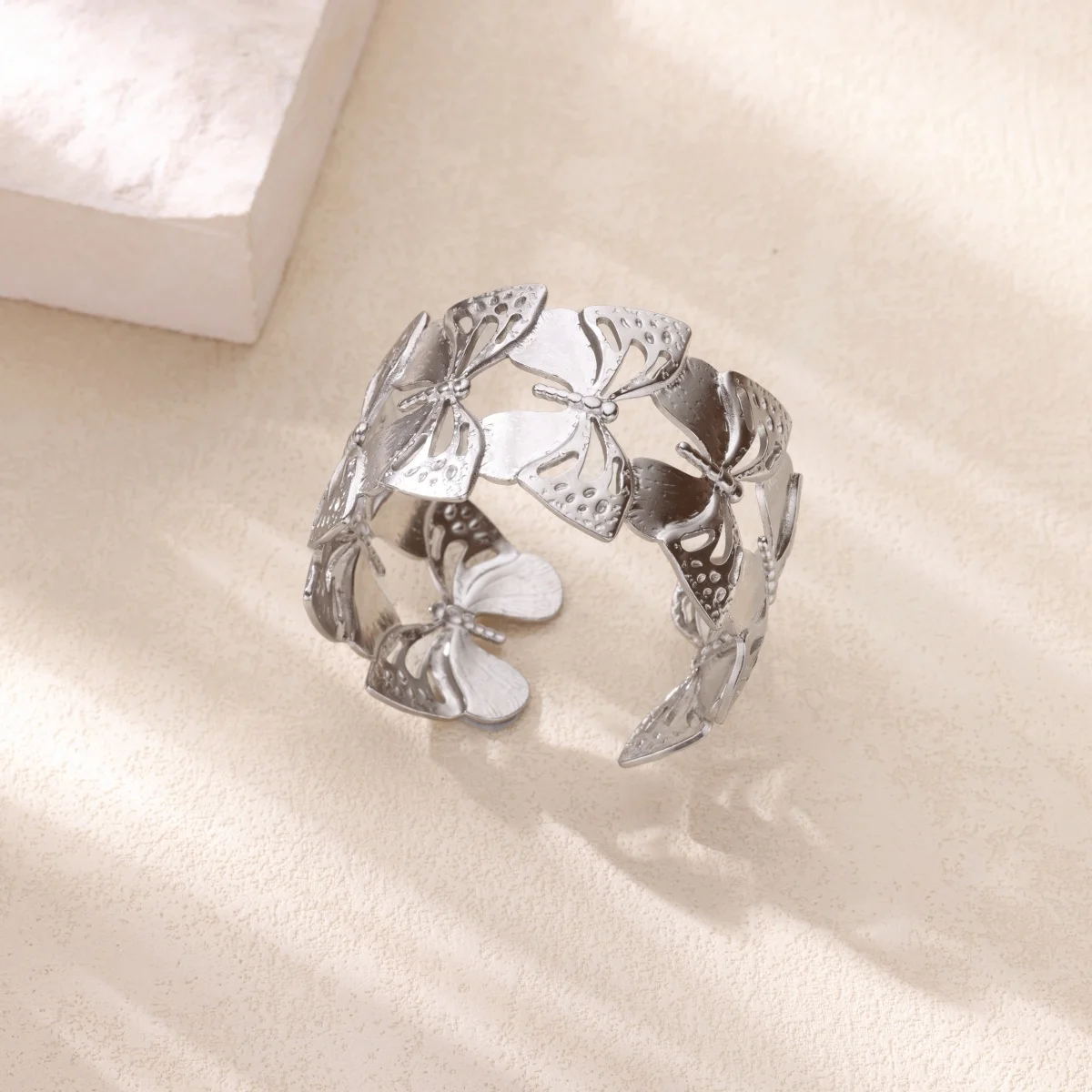 Stainless Steel Butterfly Bangle for Women Silver Color